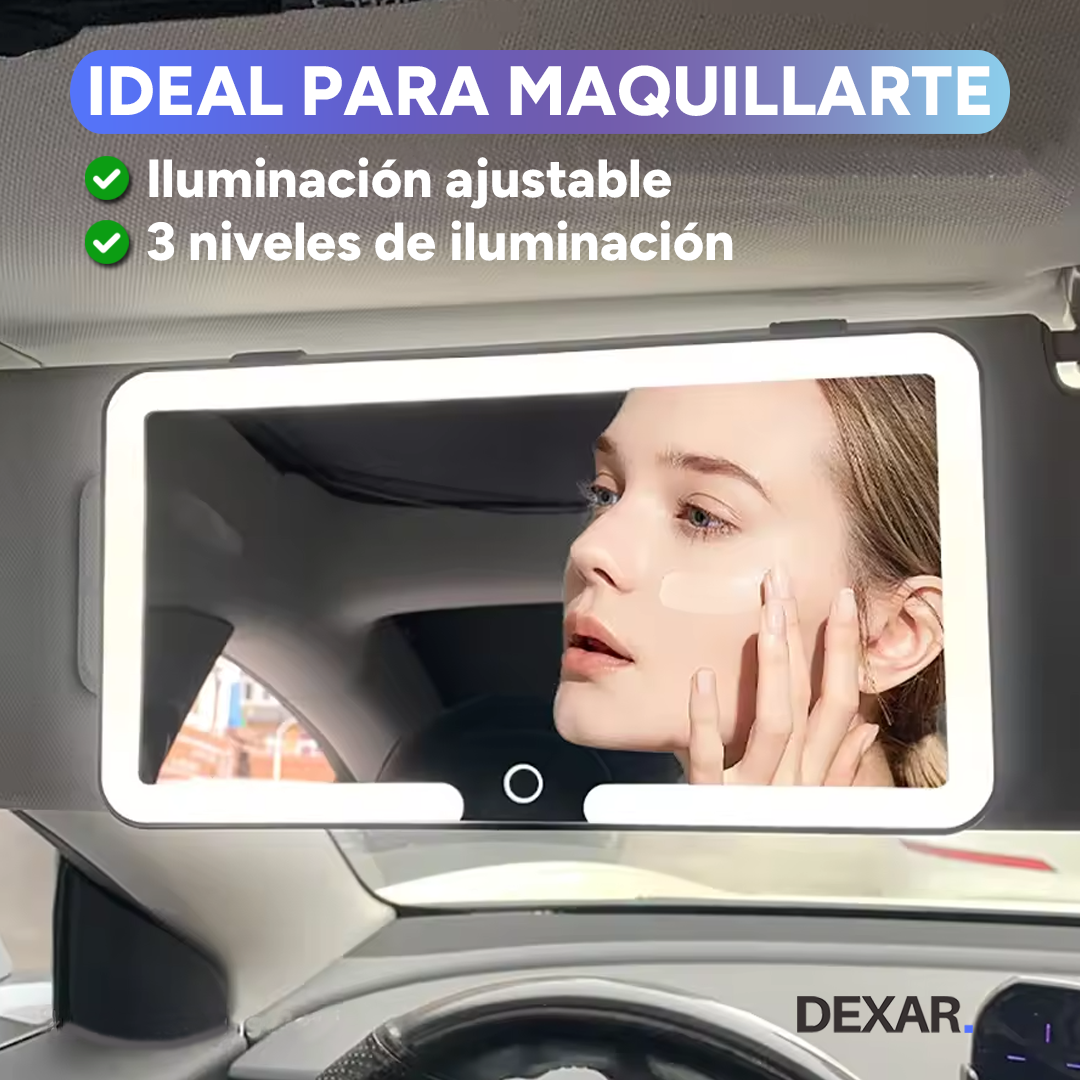 Espejo LED Portátil para Auto con Luz Ajustable